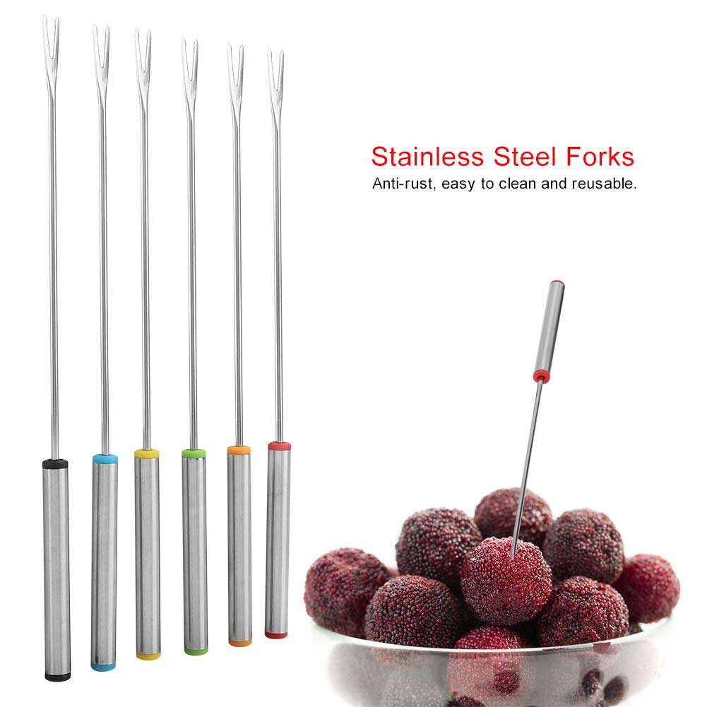 Premium Stainless Steel Fondue Forks Set - 6-Piece Chocolate & Cheese Fondue Forks for Chocolate Fountain, Melting Pot, Party, and Home Entertaining