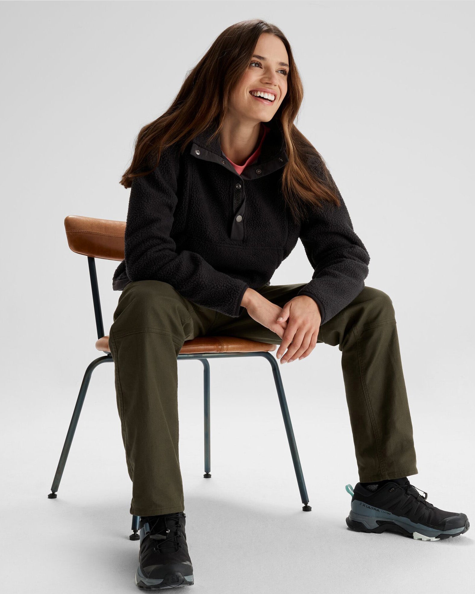 Women's Cozy High Pile Fleece Pullover Sweatshirt - Soft Winter Warm Hoodie for Casual Wear & Outdoor Activities - Black