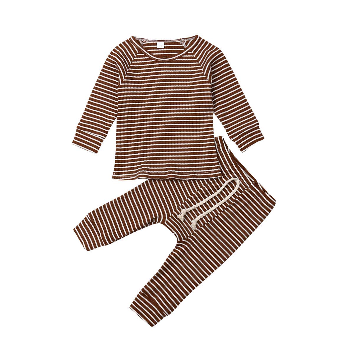Baby Unisex 2-Piece Outfit Set - Rib Stitch Top & Pants for Infant Boys & Girls | Soft Cotton Comfort Wear for Newborns, Playtime & Photo Shoots