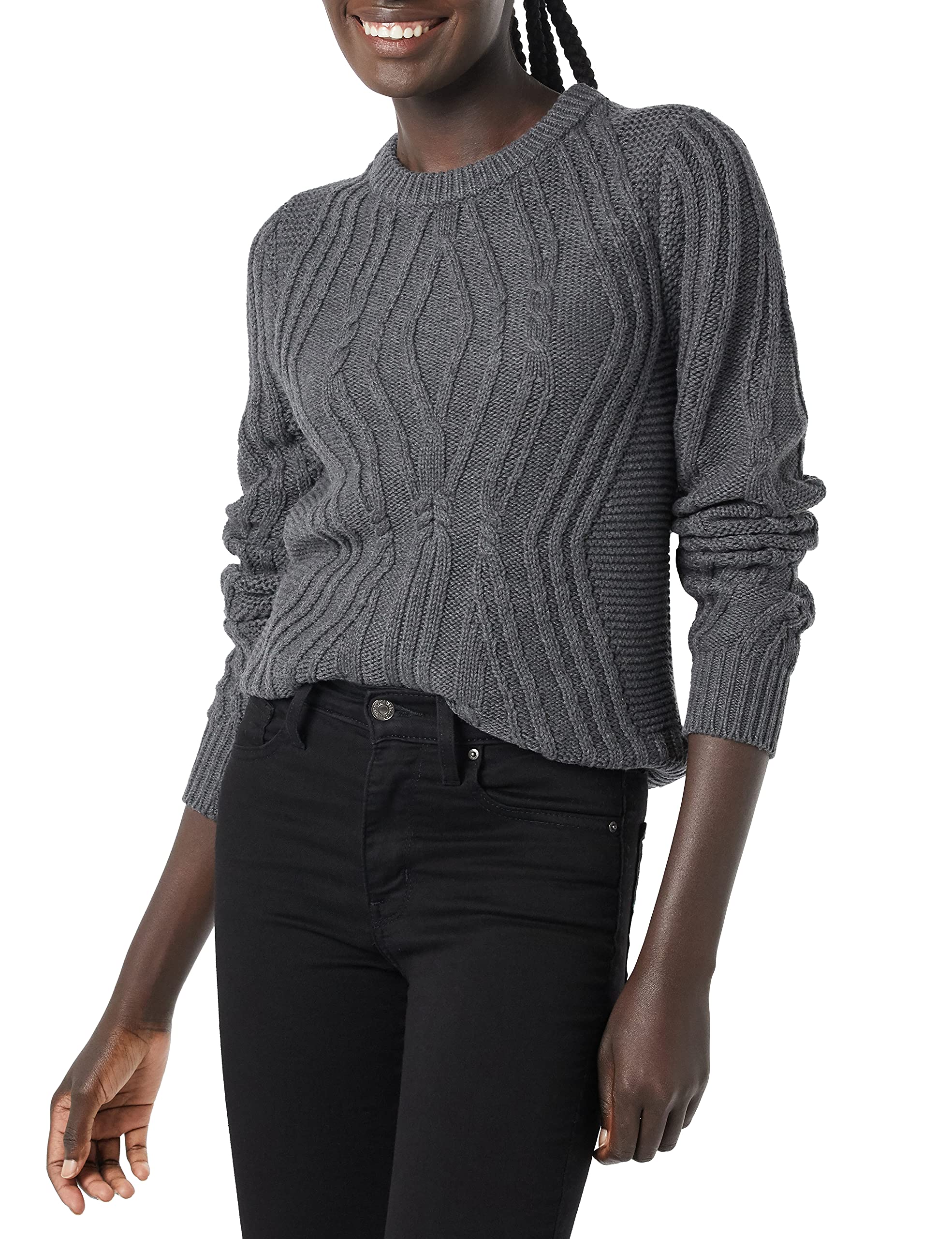 Amazon Essentials Women's 100% Cotton Cable Knit Crewneck Sweater - Cozy Winter Pullover for Casual Wear & Office Outfits