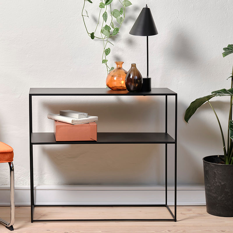 Modern Black PEBBLE Console Table 90cm - Entryway Sofa Table, Hallway Accent Furniture for Living Room & Bedroom Decor