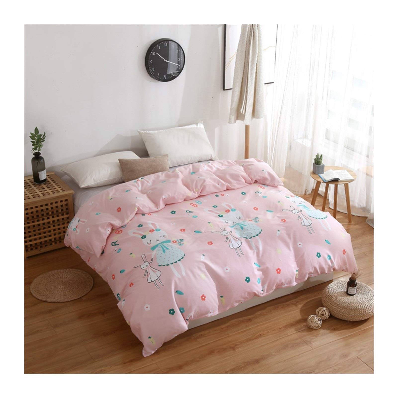 100% Cotton Striped Printed Floret Quilt Cover - Soft & Breathable Down Comforter Cover (Brown, 100x200cm) for Cozy Bedroom Decor & Guest Room Styling