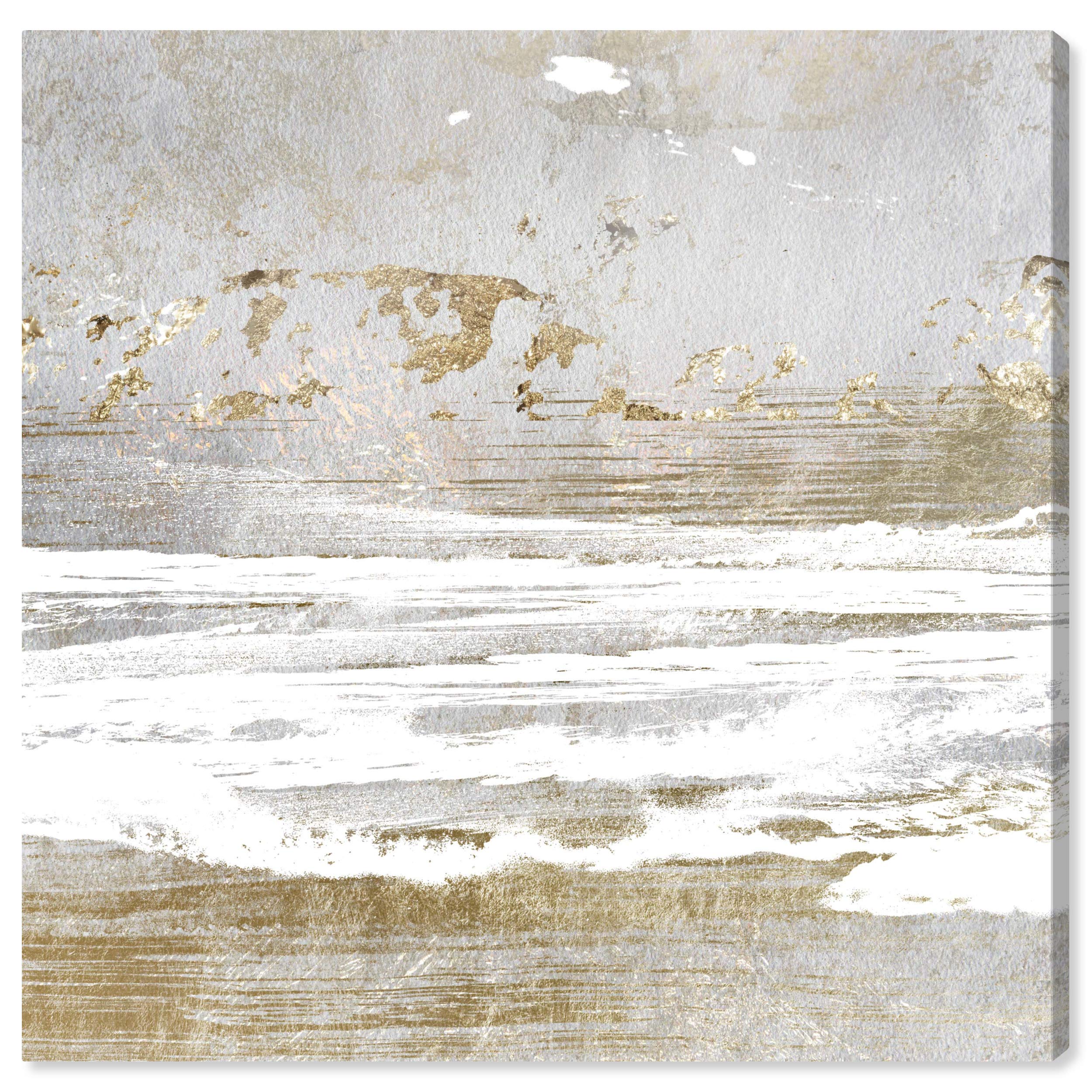 Abstract Wall Art Canvas Print 'Hopeful Romantic' - 24x24 Inch Gold & Gray Modern Home Decor | Perfect for Living Room, Bedroom & Office Wall Decor