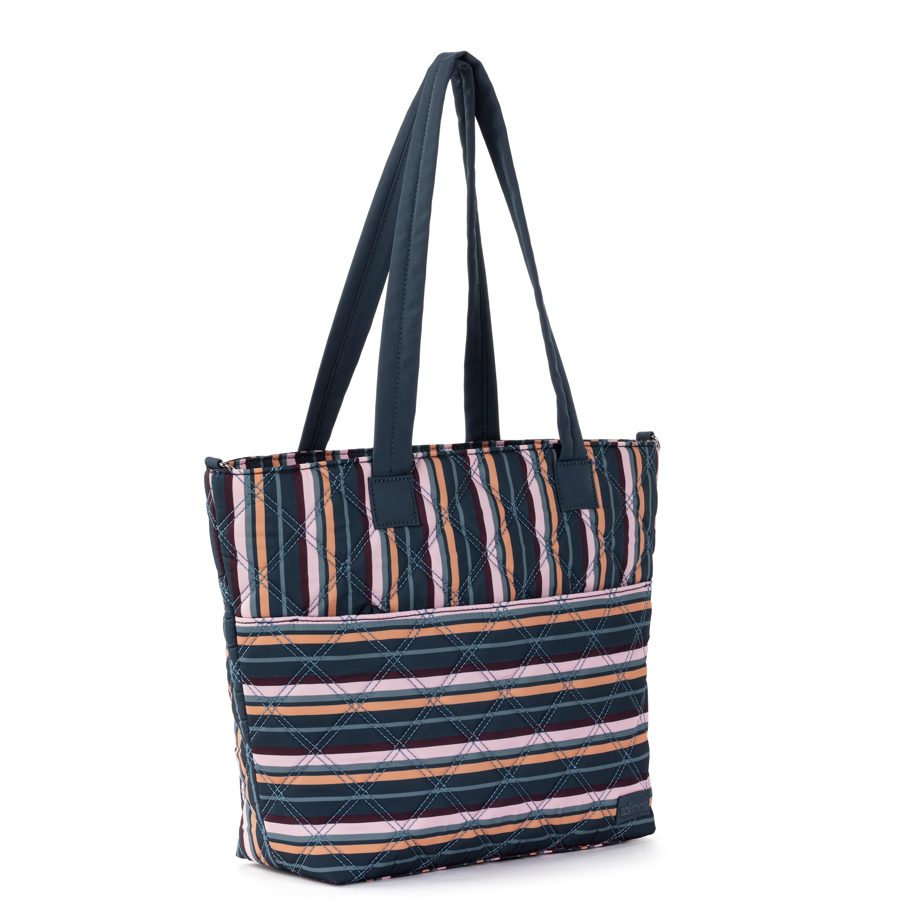 Willow Shoulder Tote Bag - Eco-Friendly Twill Fabric - Vibrant Multi Diamond Quilted Design - Perfect for Work, Travel & Everyday Use