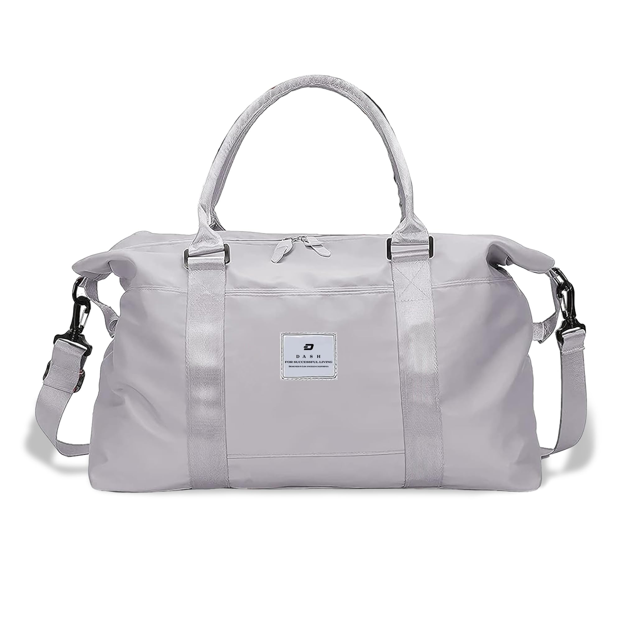 Foldable Grey Duffel Bag with Shoe Compartment - Waterproof Travel Duffel for Women & Men, Spacious Carry-On Weekender Bag for Gym, Work, Weekend Trips - Fits Laptop, Clothes & Essentials | Perfect for Business Travel, Sports & Vacation