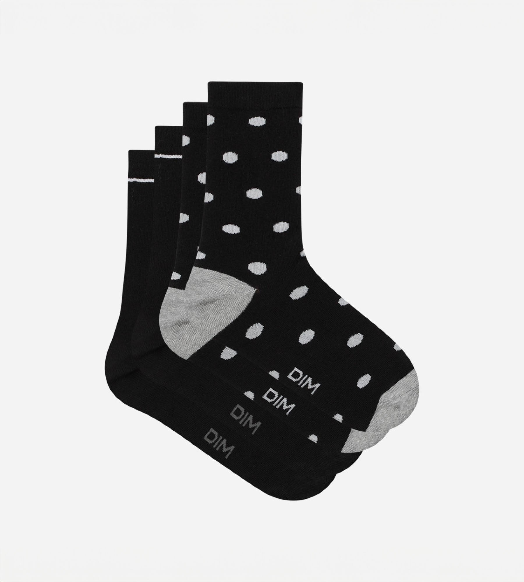 2 Pairs Women's Black Polka Dot Socks - Cotton Comfort & Stylish Design for Everyday Wear, Work & Casual Outfits