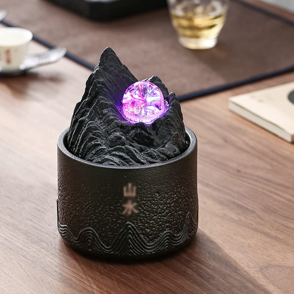Desktop Fountain - Small Relaxing Tabletop Waterfall Feature for Office & Home Decor | Indoor Zen Fountain with Soothing Water Sounds for Stress Relief & Meditation