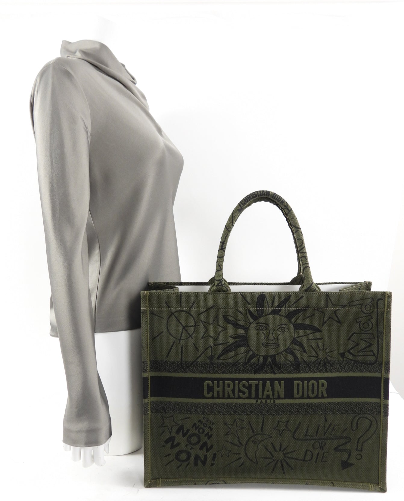 Christian Dior Dark Green Limited Edition Exclusive Book Tote Bag - Luxury Designer Handbag for Women | Perfect for Travel, Work & Everyday Use