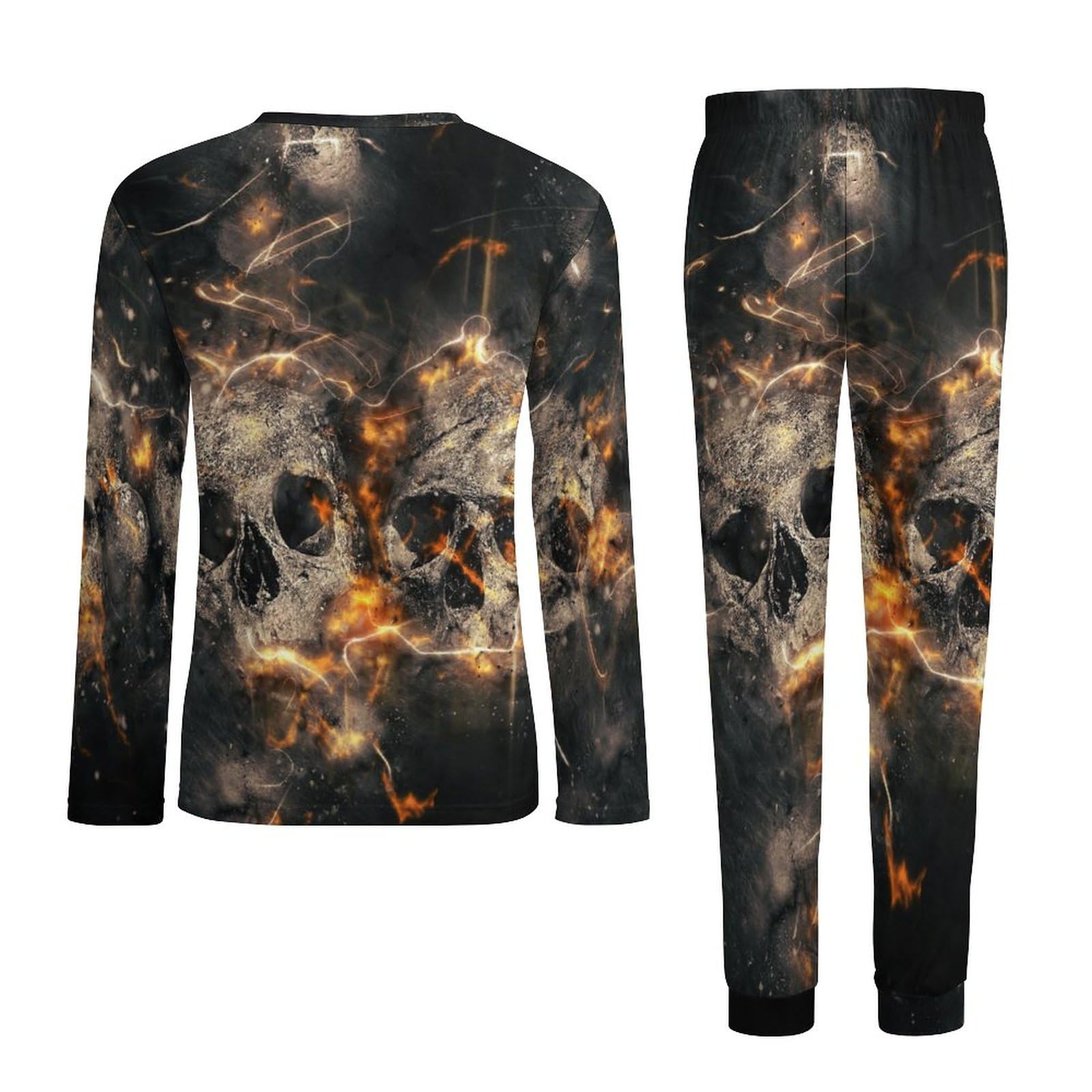 Decay Skull Men's Pajama Set - Soft Long Sleeve Sleepwear & Lounge Pjs for Comfortable Nightwear | Perfect for Halloween, Gothic Lovers & Cozy Home Relaxation