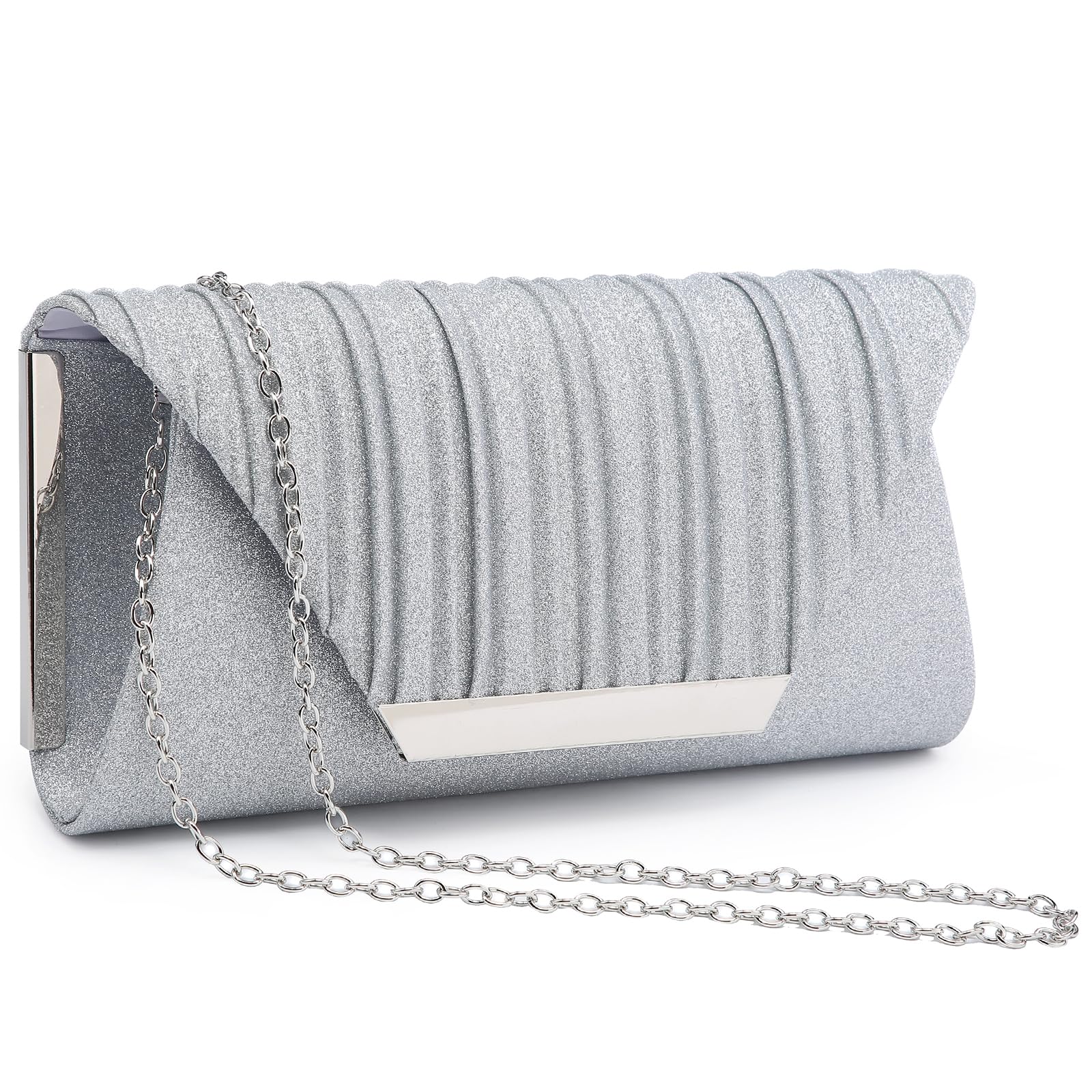 Dasein Women's Glitter Envelope Evening Clutch Bag - Elegant Formal Party Purse with Chain for Wedding, Prom, Cocktail Events - Perfect for Date Night, Gala & Special Occasions