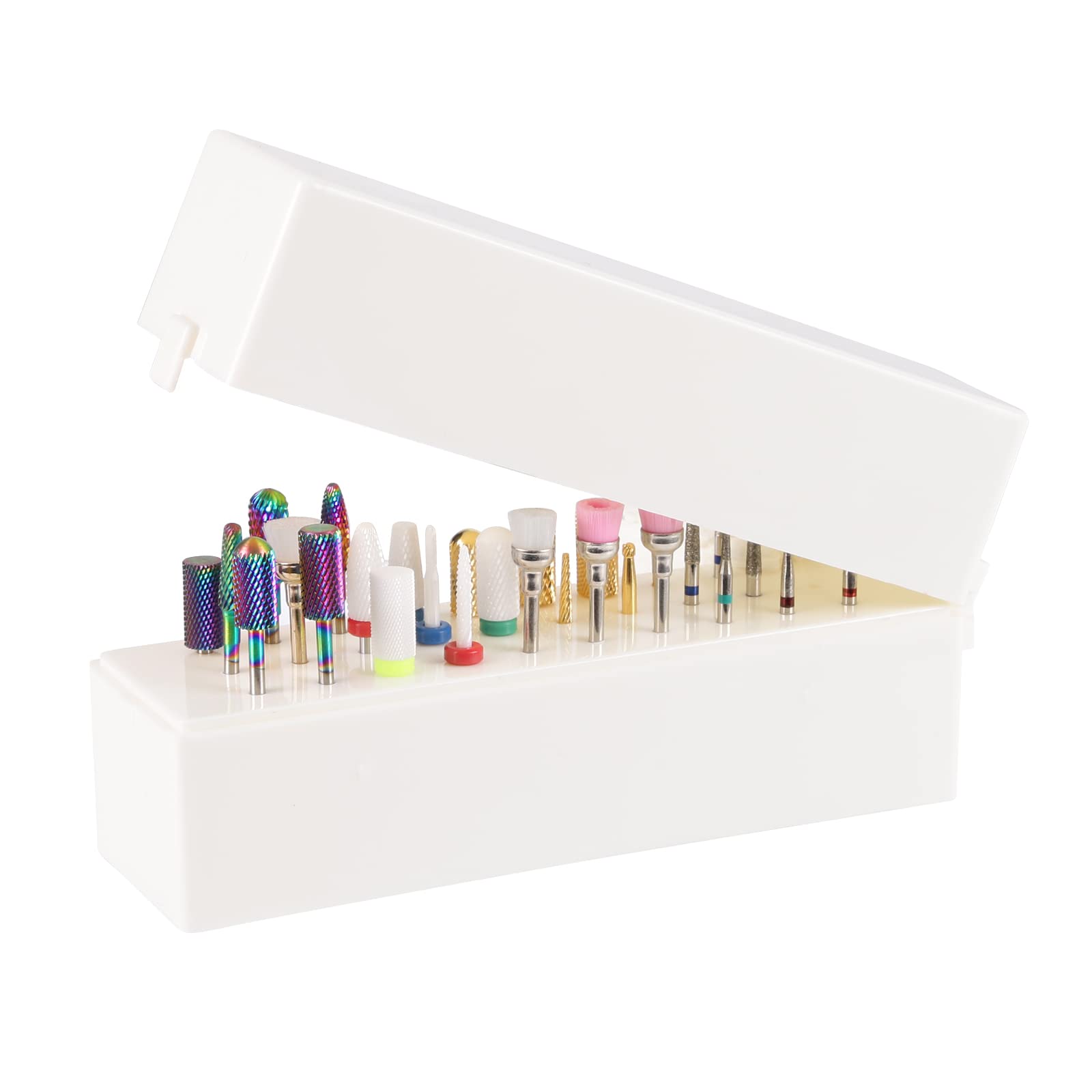 30-Hole Dustproof Nail Drill Bit Holder Organizer Case for Acrylic Nail Efile Bits - Professional Manicure Tool Storage Container (Bits Not Included) | Perfect for Salon, Home & Travel Nail Art Organization