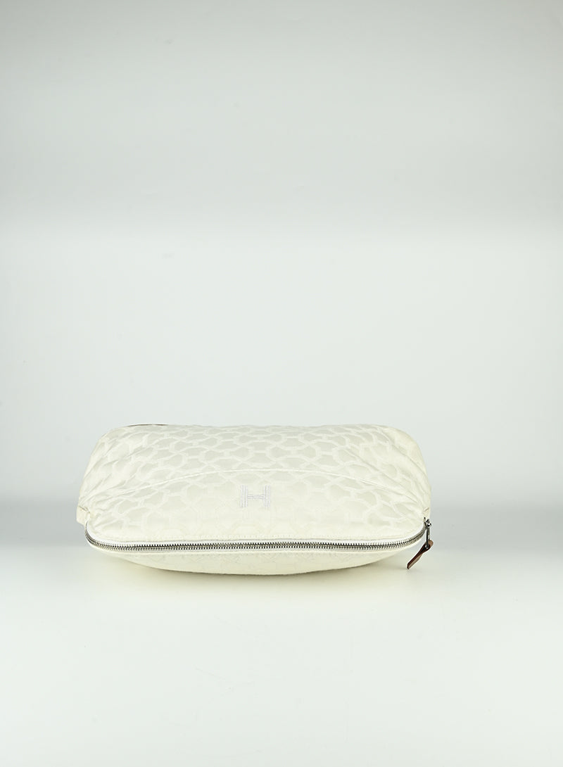 Hermès Bolide White Leather Cosmetic Pouch - Luxury Makeup Bag for Travel & Everyday Use