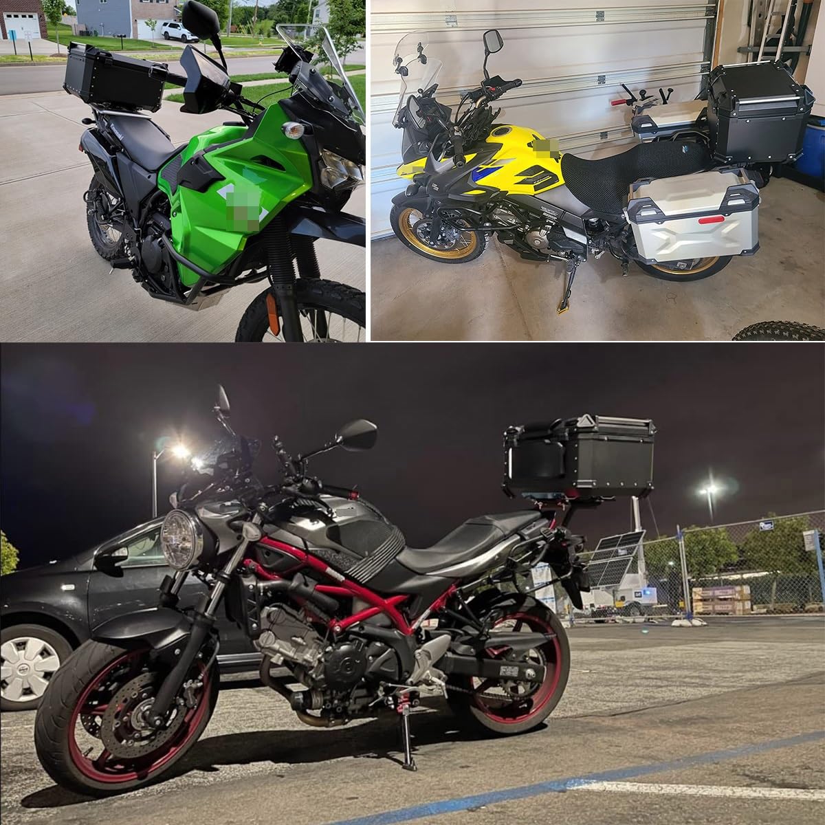 **Waterproof Aluminum Motorcycle Top Case - 28L to 100L (36L Black) - Secure Locking Touring Trunk for Storage & Travel**    *(Ideal for Commuting, Road Trips, and Adventure Riding - Fits Most Motorcycles)*