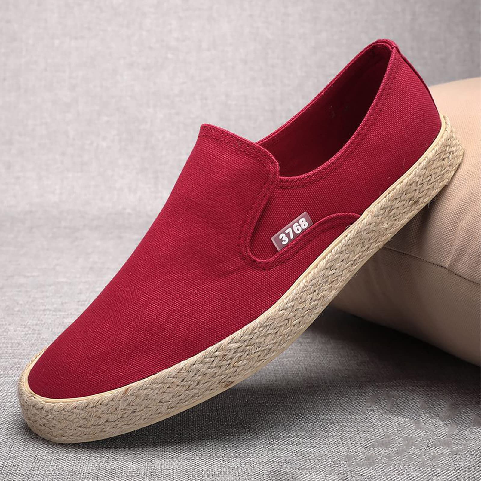 BIISDOST Men's Canvas Slip-On Espadrilles - Breathable Lightweight Casual Shoes for Work, Walking & Everyday Wear | Size 44 | Autumn Moccasin Style Sneakers for Men