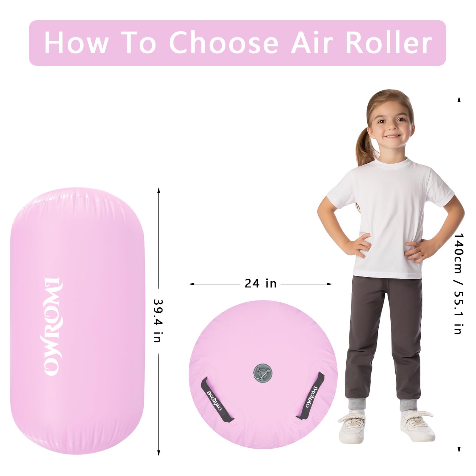 Inflatable Gymnastics Air Mat with Electric Pump - Tumble Track & Air Barrel for Backbend Training | Portable Gymnastics Equipment for Home Practice, Kids Play & Yoga Exercises