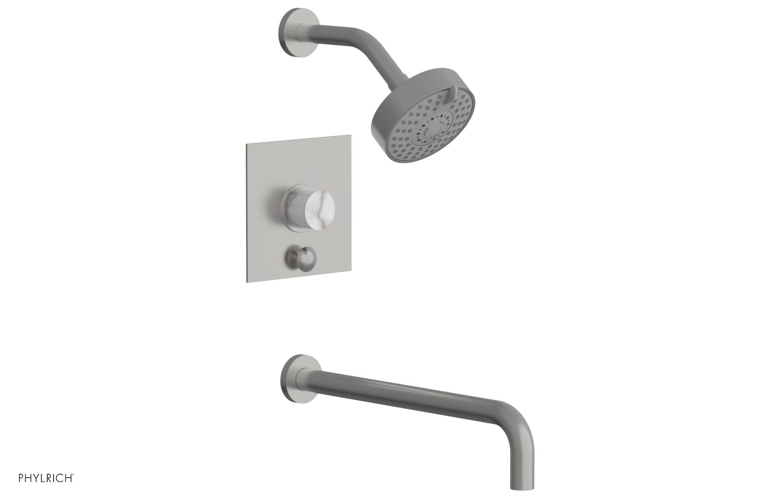 BASIC II 14 Pressure Balance Tub and Shower Faucet Set - White Marble Finish - 230S 28 14 - Perfect for Modern Bathroom Renovations & Spa-Like Shower Experience