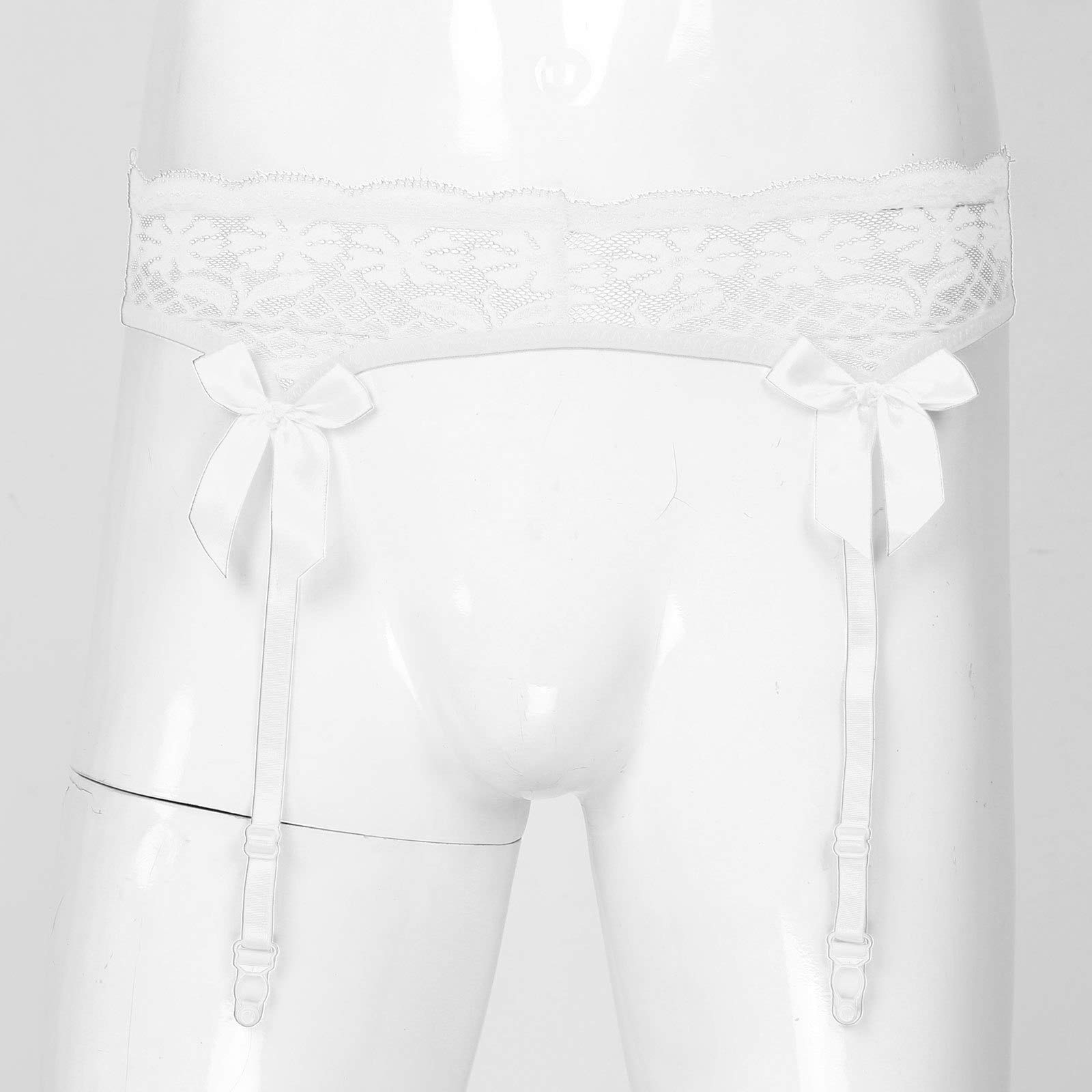 ACSUSS Men's Sheer Lace Suspenders - Adjustable Elastic Waistband Garter Belt with Bowknot for Stockings | Sissy Lingerie | Perfect for Crossdressing, Cosplay & Sensual Nights