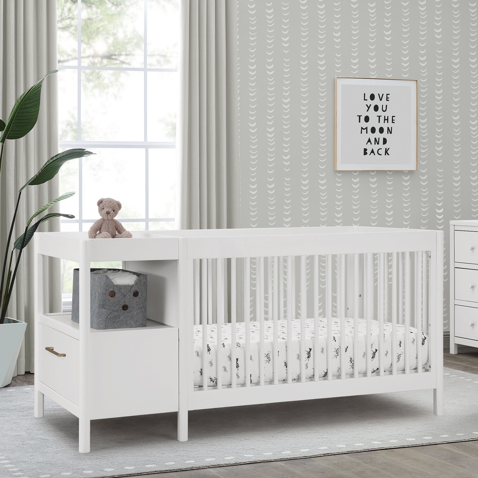 Zoe 5-in-1 Convertible Baby Crib with Changer - Toddler Bed, Daybed & Full-Size Frame - Nursery Furniture for Boys & Girls - Perfect for Small Spaces & Modern Nurseries