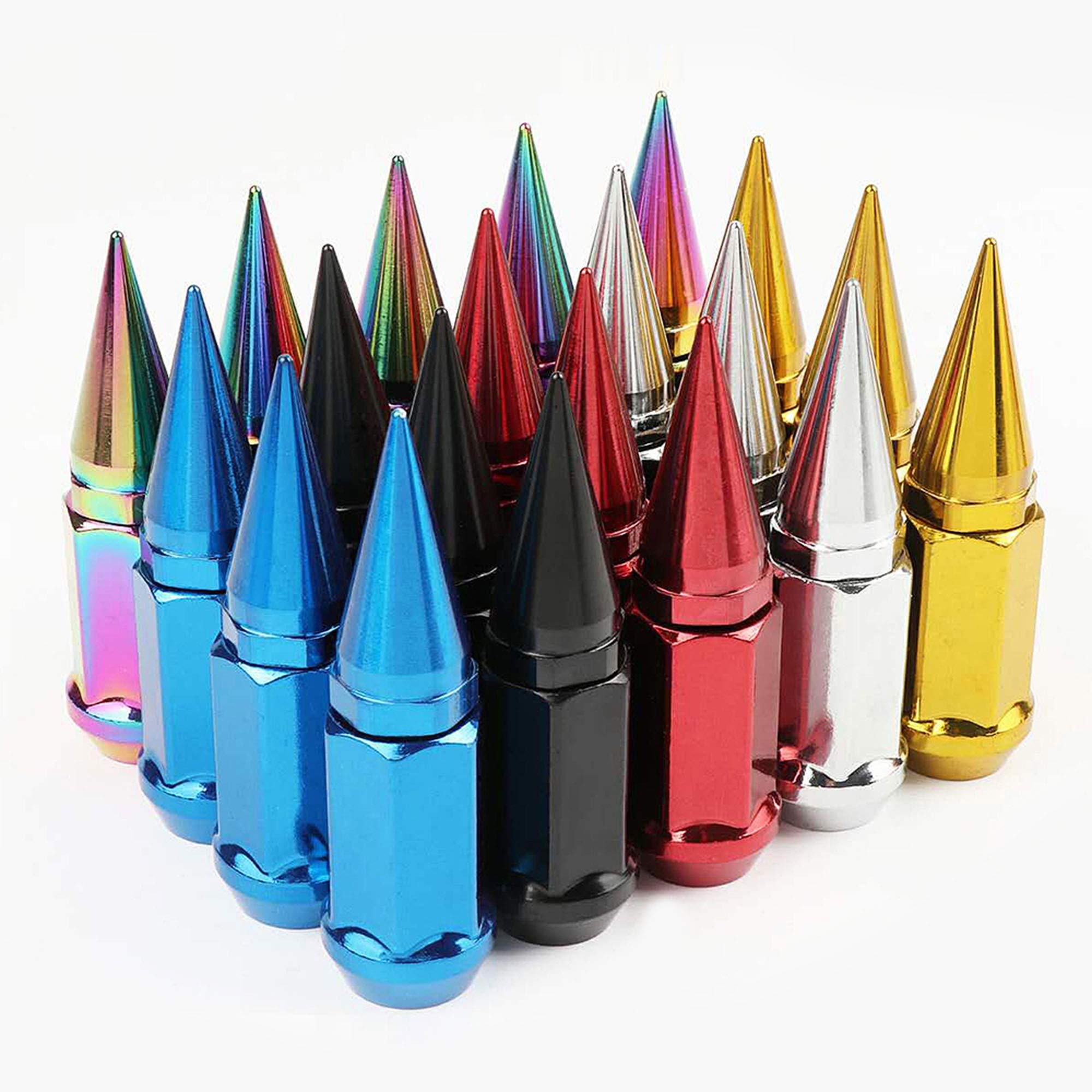 32-Piece Universal 2pc Extended Spike Lug Nut Set - M12x1.5 Conical Seat Hex 3/4