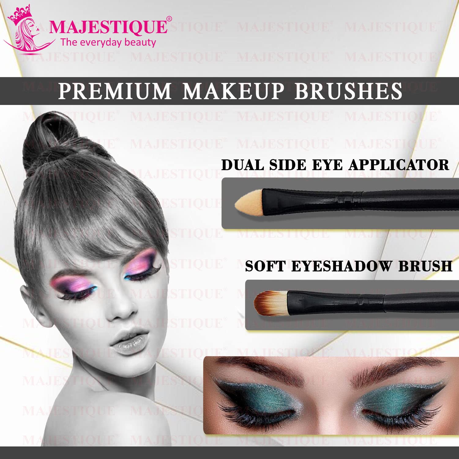 Majestique Charming Eye Kit - Premium Synthetic Eyeliner & Eyeshadow Applicator Set (2-Piece) for Women & Girls - Professional Quality Makeup Tools for Day & Night Looks