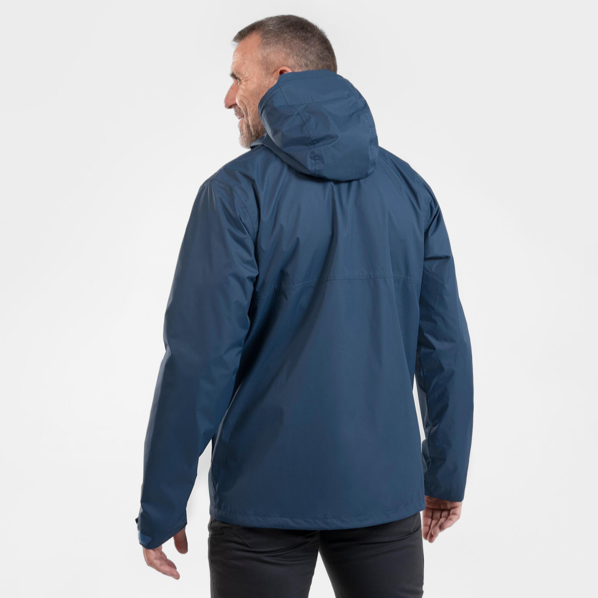 Quechua Men's NH500 Waterproof Rain Jacket - Lightweight Windproof Hiking Jacket for Outdoor Adventures & Travel