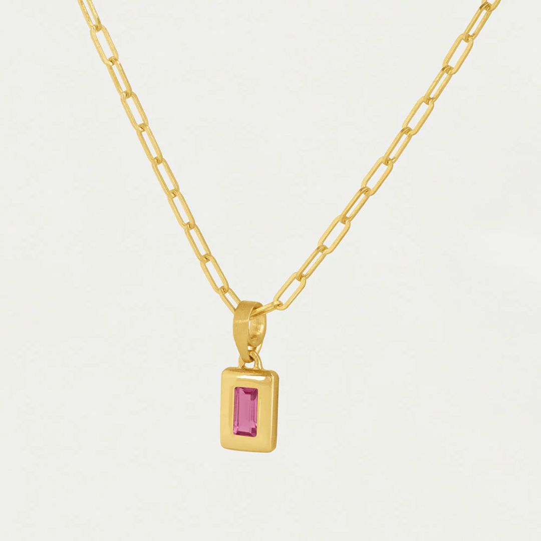 Dean Davidson Baguette Birthstone Pendant Necklace - Personalized Sterling Silver Jewelry for Women - Perfect Gift for Birthday, Anniversary & Mother's Day