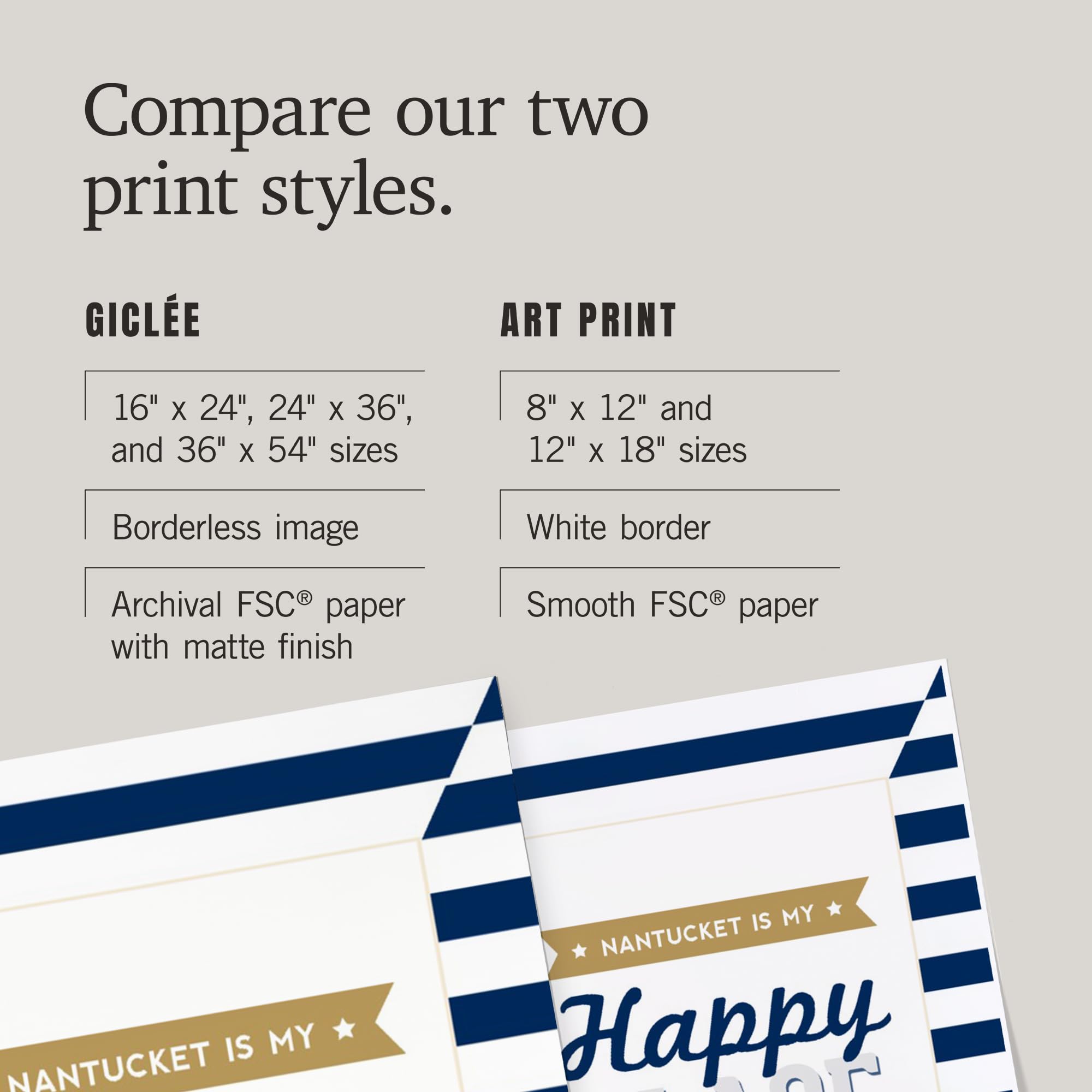 Lantern Press 16x24 Inch Giclee Print - Nantucket Massachusetts Coastal Art, 'Nantucket is My Happy Place' Striped Beach House Wall Decor - Perfect for Living Room, Bedroom or Beach House Interior Design