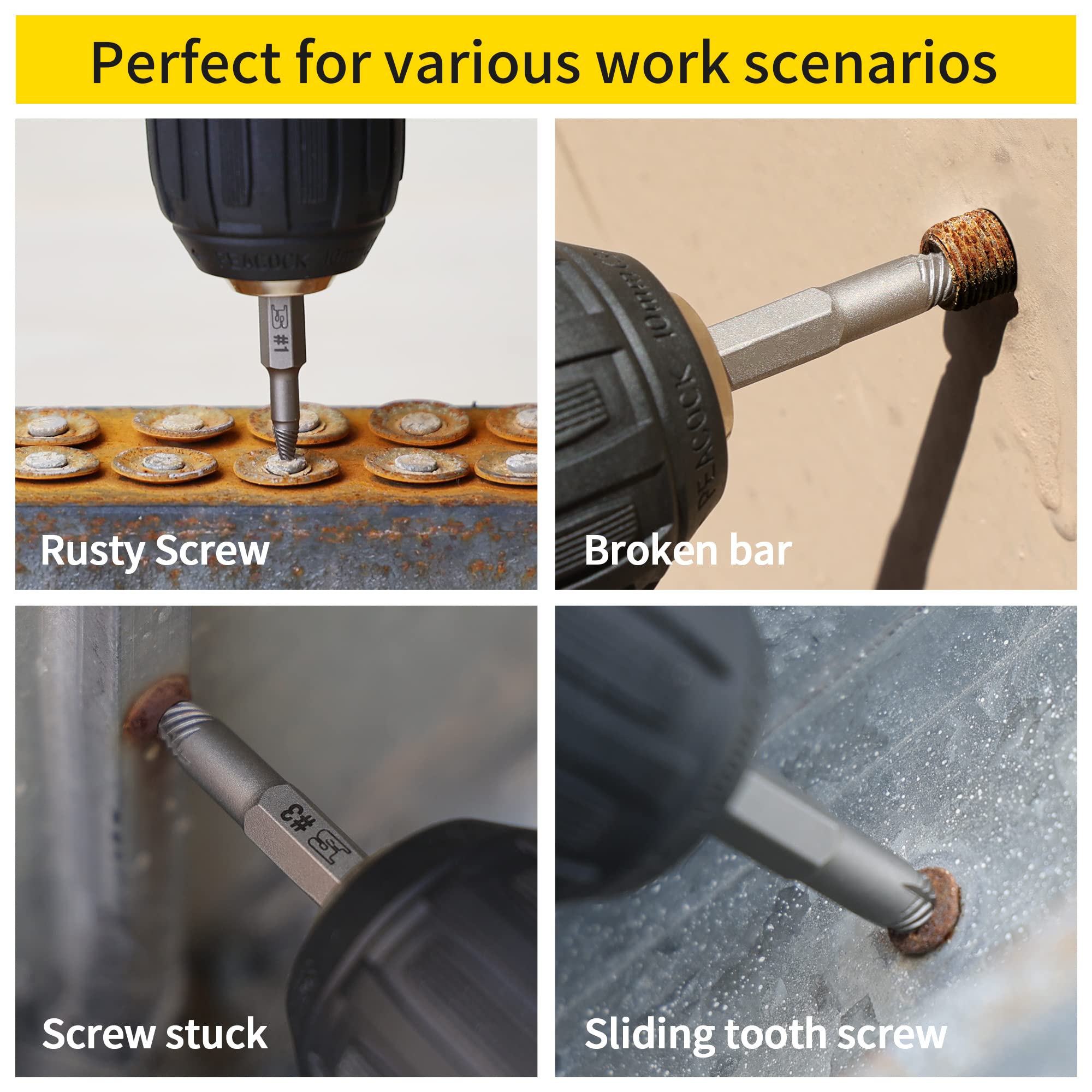 6-Piece Screw Extractor Set for Automotive & Woodworking Repairs