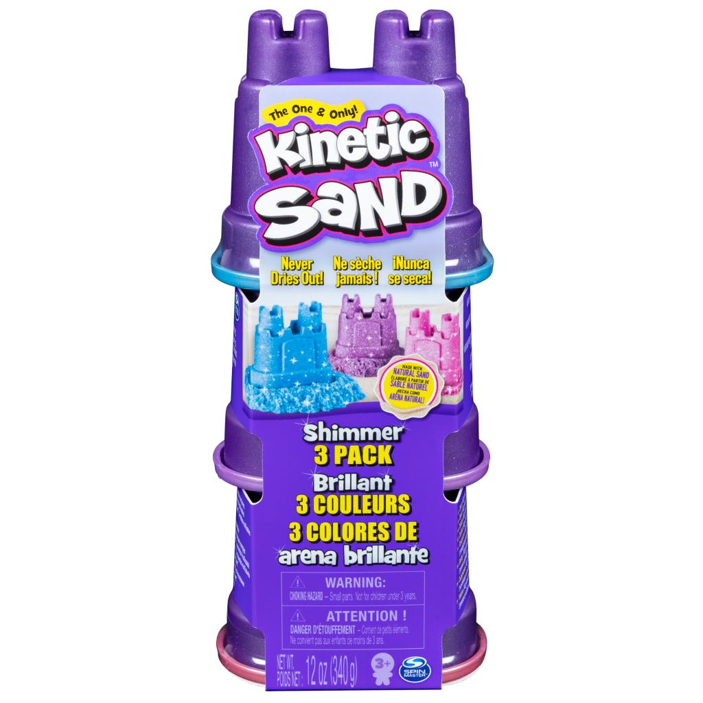 Kinetic Sand Shimmers 3-Pack - Soft & Moldable Sensory Play Sand for Kids - Perfect for Stress Relief, Creative Play & STEM Learning at Home or Classroom