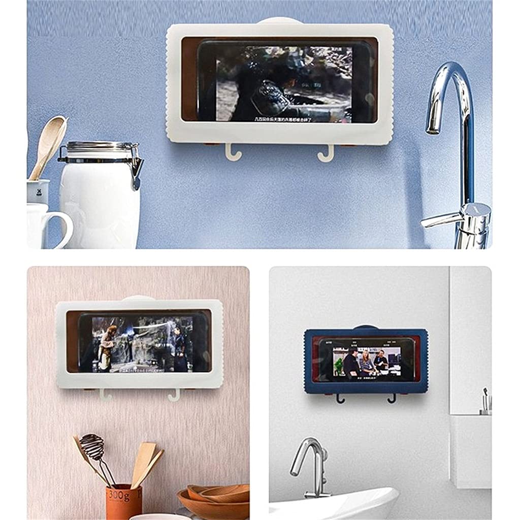 Waterproof Phone Holder for Shower - Universal Tablet & Smartphone Wall Mount Case with Strong Adhesive - Perfect for Bathroom, Kitchen, and Outdoor Use