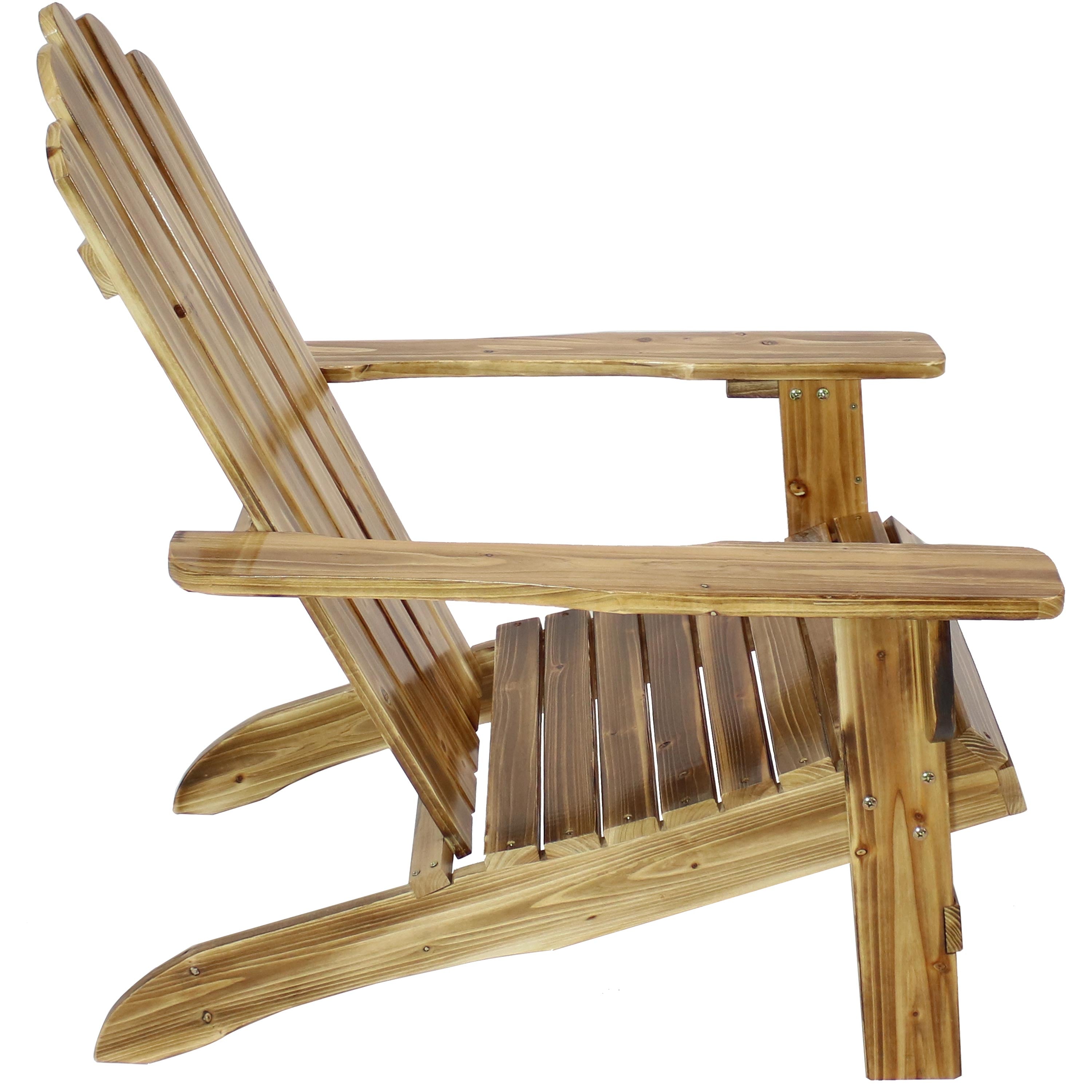 Rustic Wooden Adirondack Chair with Light Charred Finish - Outdoor Patio Furniture for Garden, Deck, Poolside & Backyard Relaxation