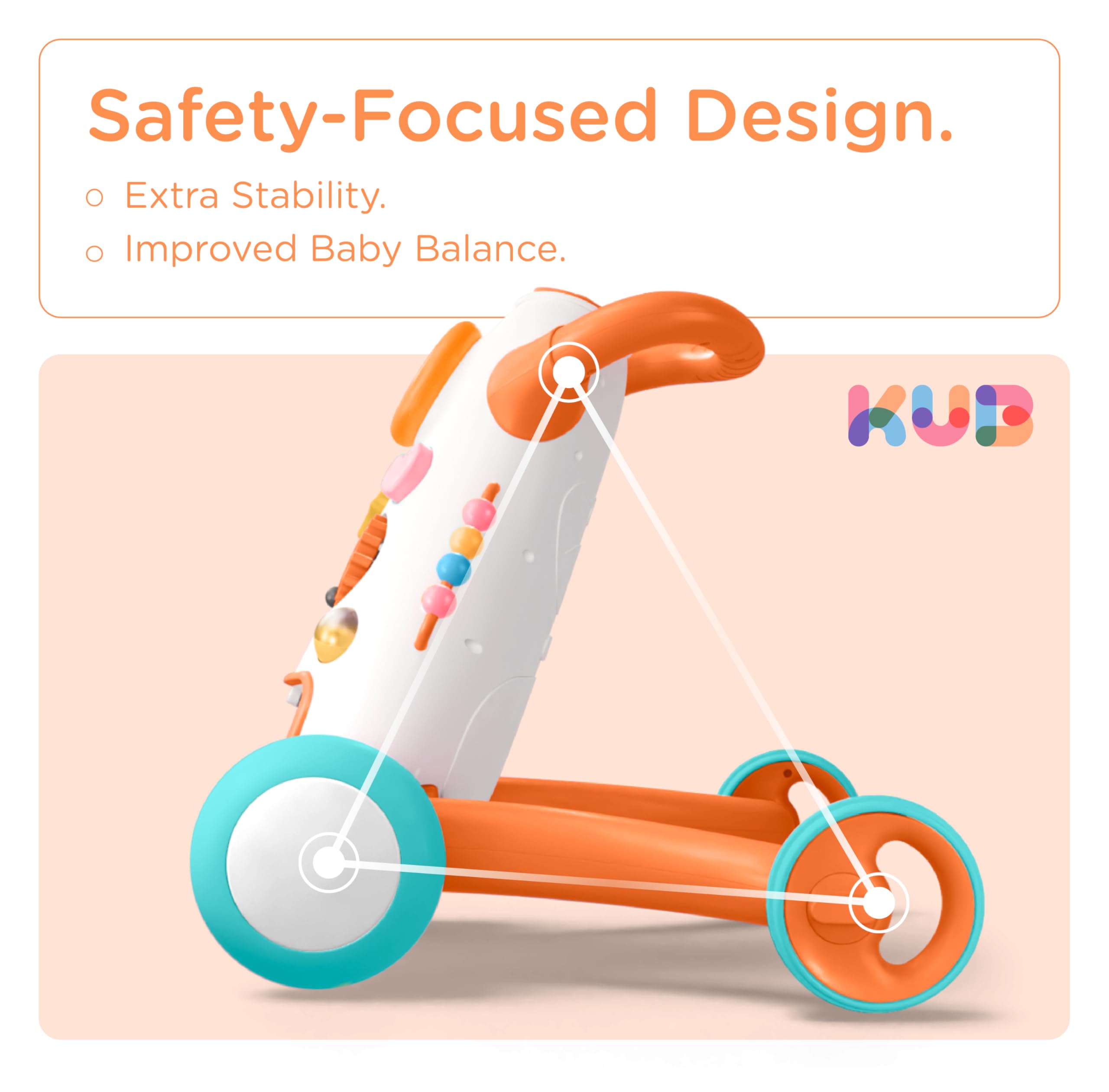 Montessori Baby Walker - Interactive Push & Pull Learning Toy for Toddlers with Soft Music, Lights, Adjustable Speed & Non-Slip Wheels | Educational Activity Center for Early Walking Development | Perfect for Home, Daycare & Playroom Use
