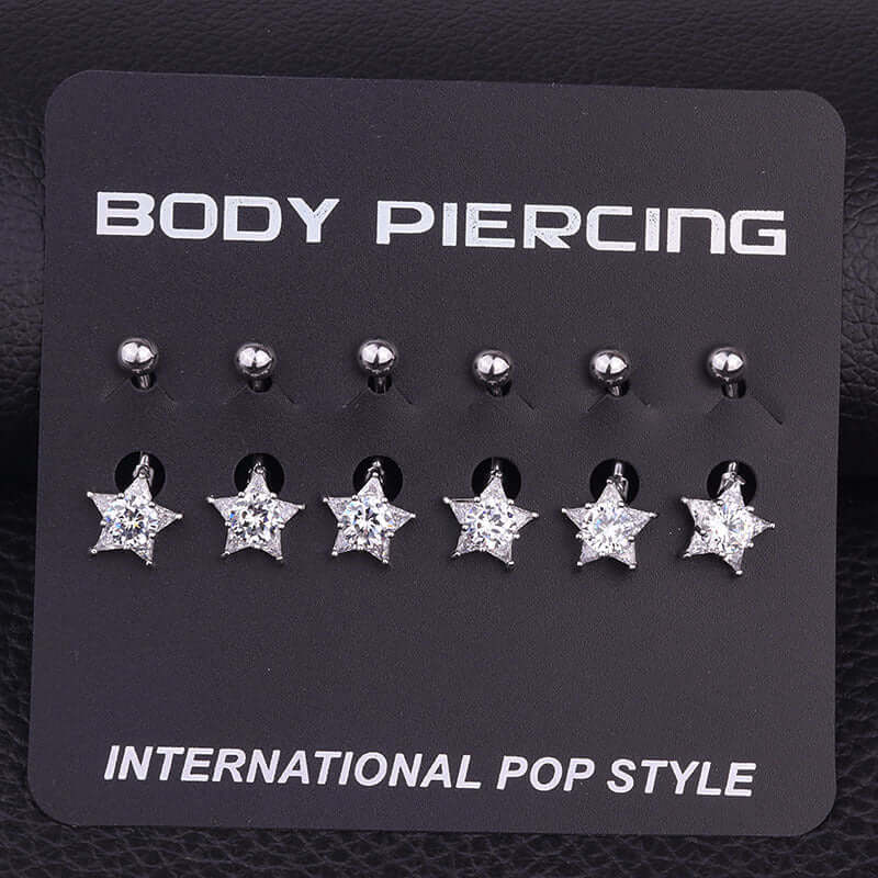 Silver Star Top Mount Belly Ring Body Jewelry | Surgical Steel Navel Piercing | HSBJ1709114 | Perfect for Belly Button Rings, Piercing Aftercare & Body Jewelry Gifts
