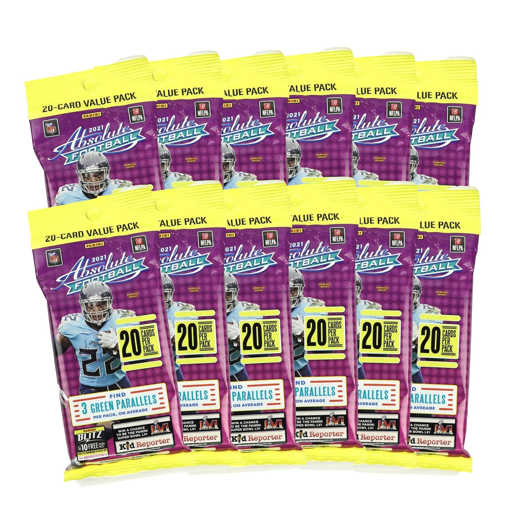 2021 Panini Absolute Football Fat Pack - 10 Trading Cards with Rookies & Inserts - Perfect for Collectors & Fantasy Sports Fans