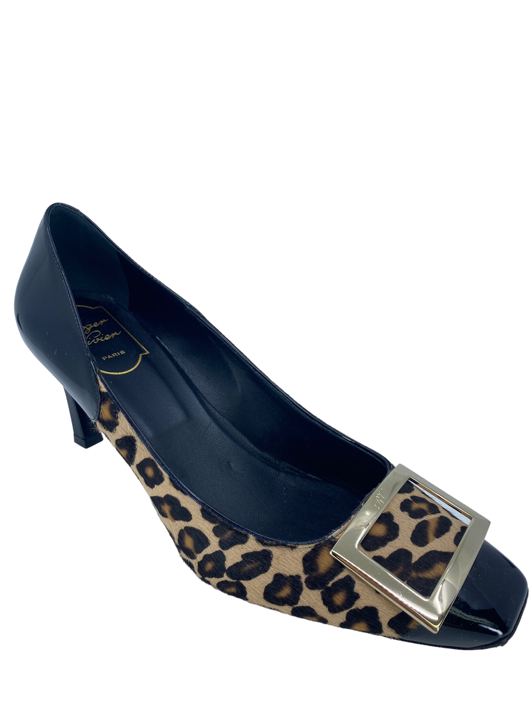 Roger Vivier Women's Patent Leather Pumps - Size 40 US (7.5 UK) - Classic Pointed Toe High Heel Dress Shoes for Wedding, Party & Office Wear