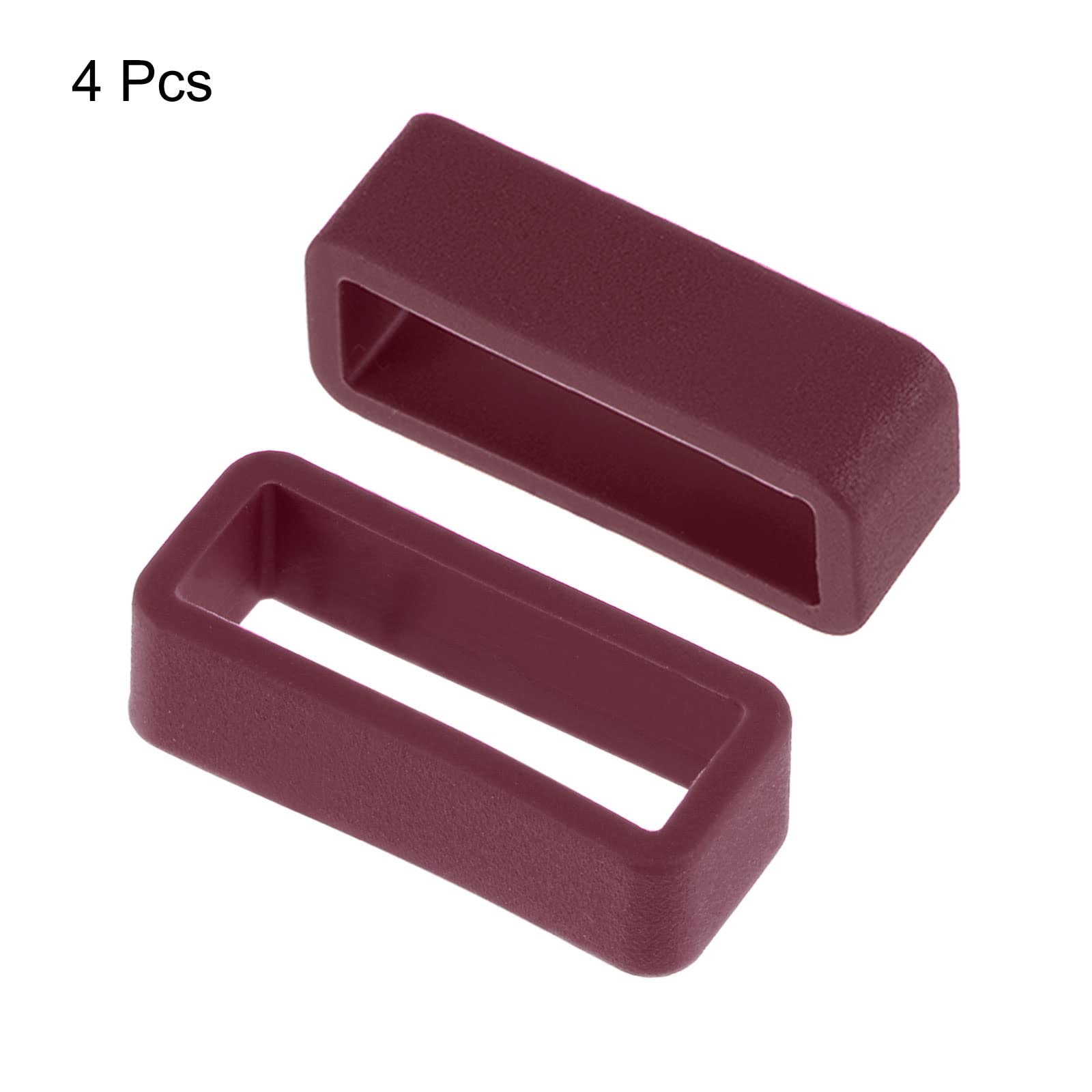 uxcell 19mm Wine Red Silicone Watch Band Loops - 4 Pcs for Secure Fit