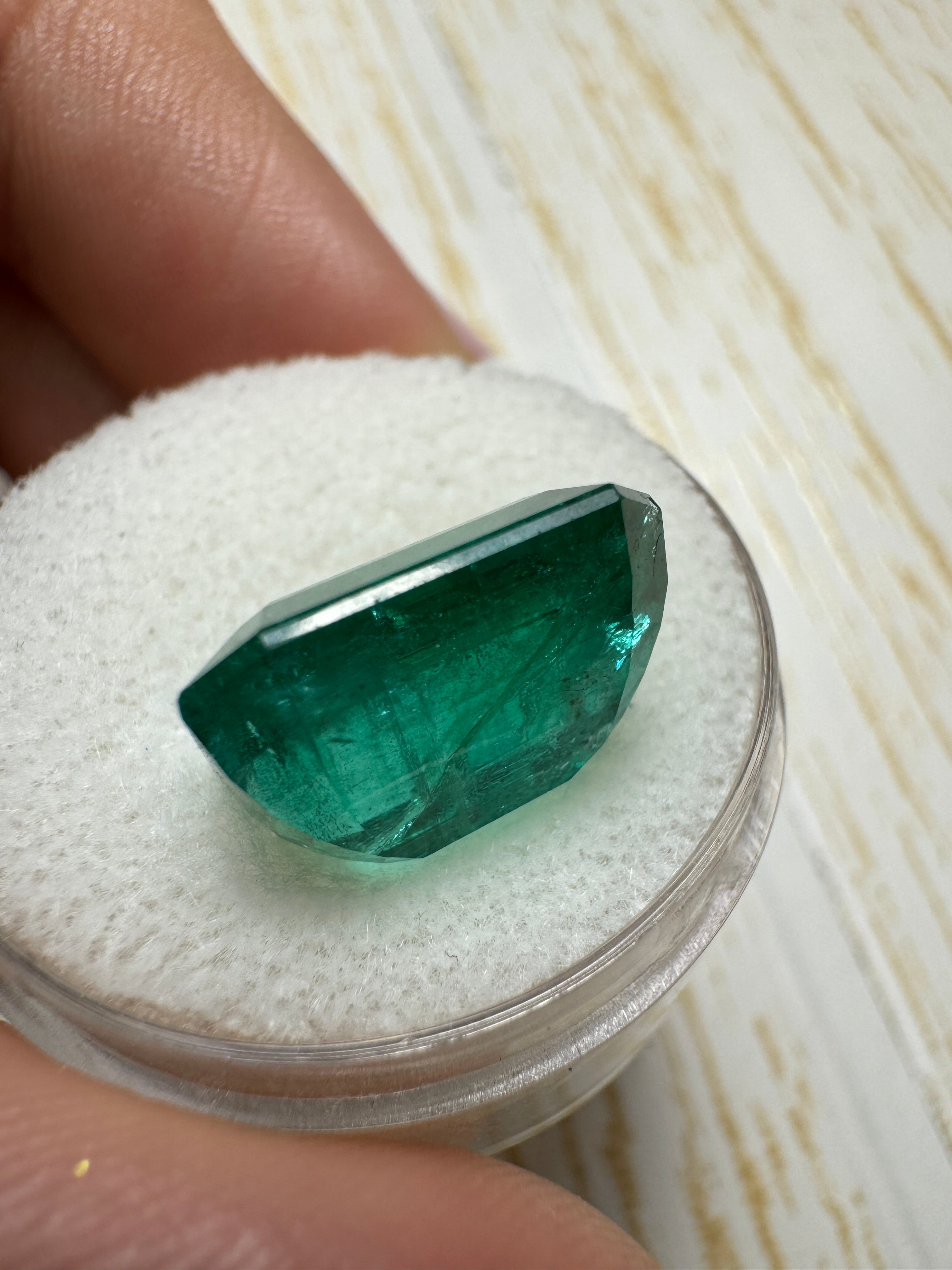 8.60 Carat 13.5x11mm Deep Green Emerald Cut Loose Zambian Emerald Gemstone for Jewelry Making - Engagement Rings, Pendants & Earrings
