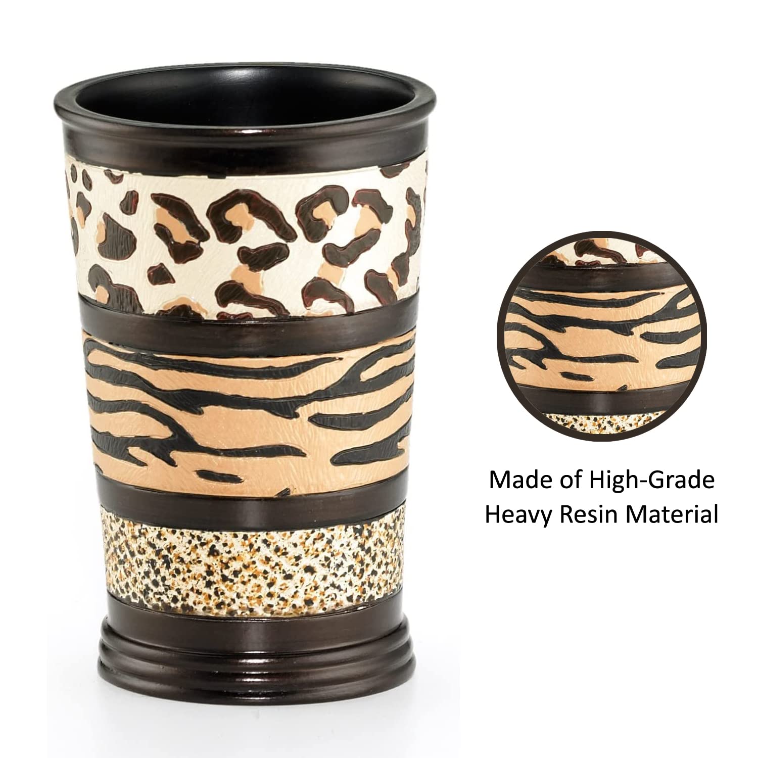 Jezella Collection Animal Print Bath Tumbler - Stylish & Durable Drinking Cup for Home, Office, and Travel Use