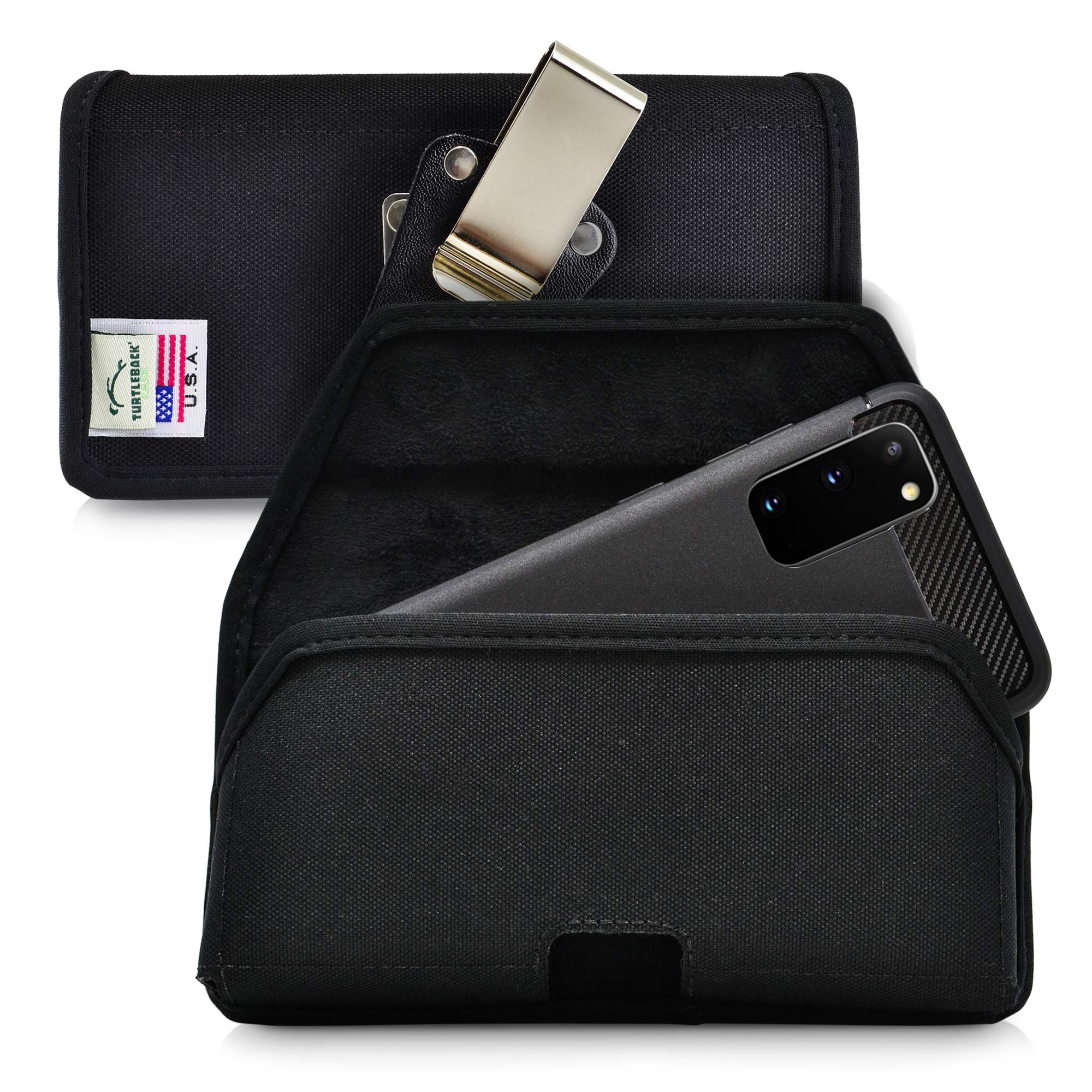 Premium Nylon Phone Holster for Samsung Galaxy S25-S20 – Black Belt Holder for Phones with Slim Cases – Magnetic Closure Pouch with Metal Clip | Perfect for Running, Hiking & Outdoor Activities
