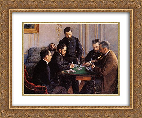 Gustave Caillebotte Game of Bezique 24x20 Gold Ornate Framed Museum Art Print - Double Matted Wall Decor for Living Room, Office & Gallery Display