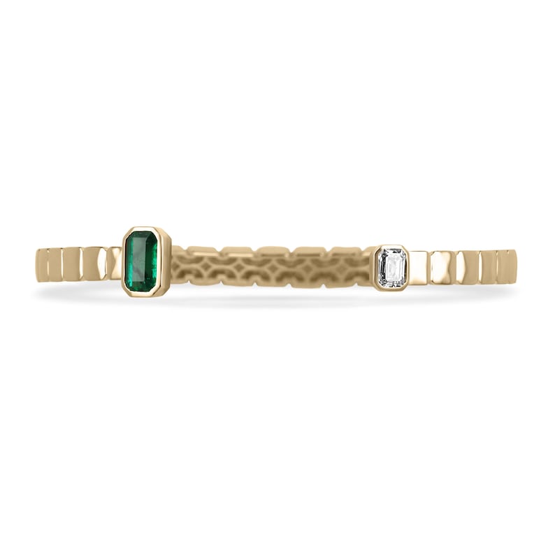 18K Gold Emerald and Diamond Cuff Bangle Bracelet - 1.80tcw Rich Dark Green Gemstone Jewelry for Women, Perfect for Weddings, Parties & Special Occasions