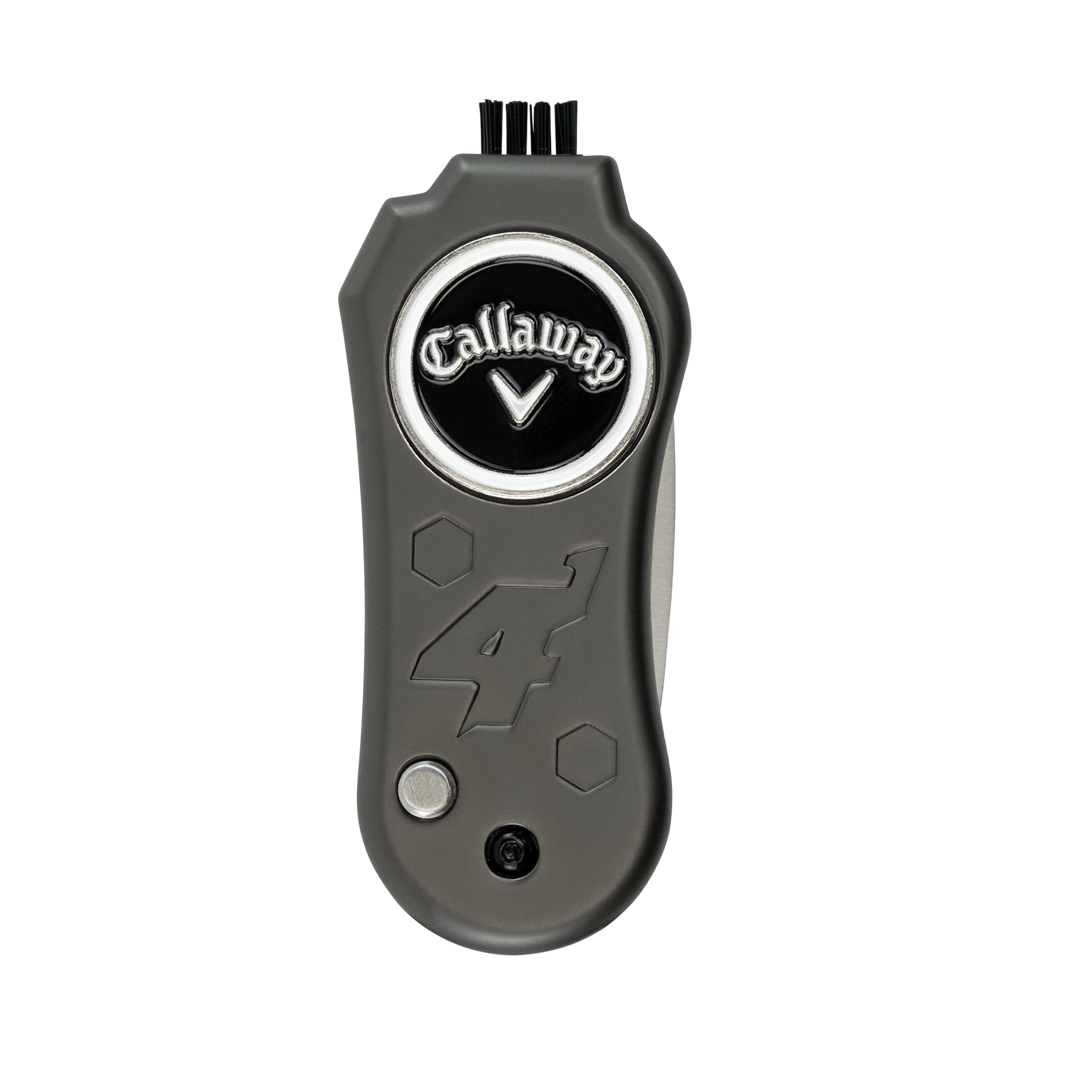 Callaway 4-in-1 Blade Divot Repair Tool - Black Switch Blade 4-Function Golf Accessory with Ball Marker & Club Cleaner | Perfect for Golf Course Repair & Practice Sessions