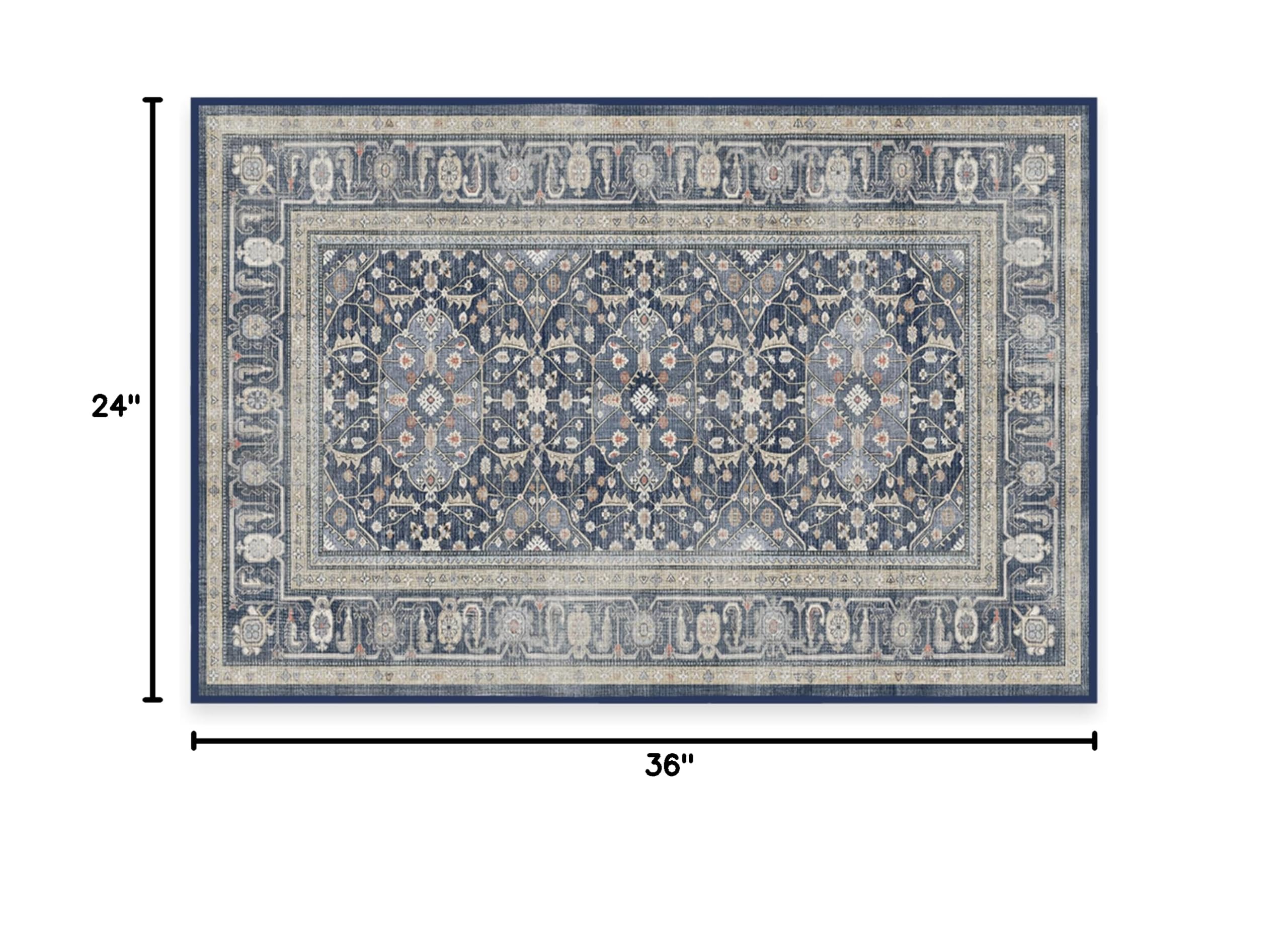 Ruggable Washable 2x3 Area Rug - Alessia Dusk Blue | Premium Non-Slip Rug for Living Room, Bedroom, Kitchen, Office & Classroom | Includes Gripper Pad | Perfect for High-Traffic Areas & Pet-Friendly Homes