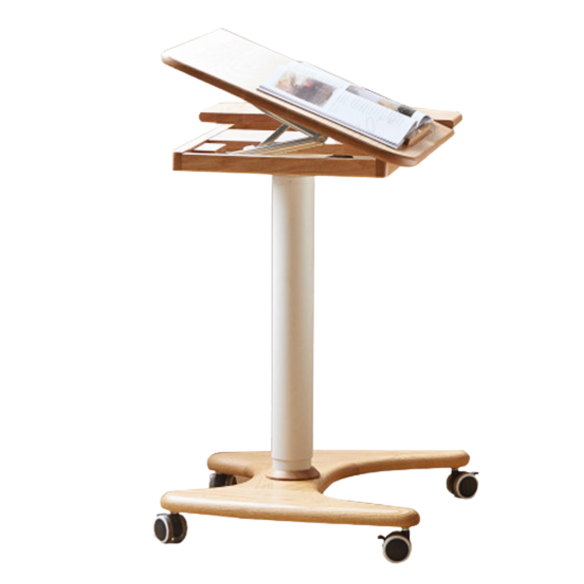 27.6x18.9x28.7-44.9inch/ 70x48x73.5-114сm/ Natural Wood Color/ Oak Folding lifting table  White Leg