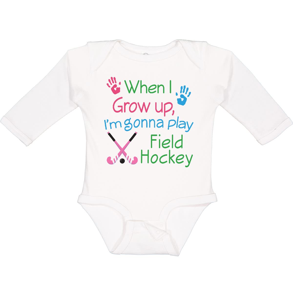 Inktastic Future Field Hockey Player Long Sleeve Baby Bodysuit - Soft Cotton Creeper for Newborns & Infants - Perfect for Sports Lovers, Team Spirit & Playtime Outfits