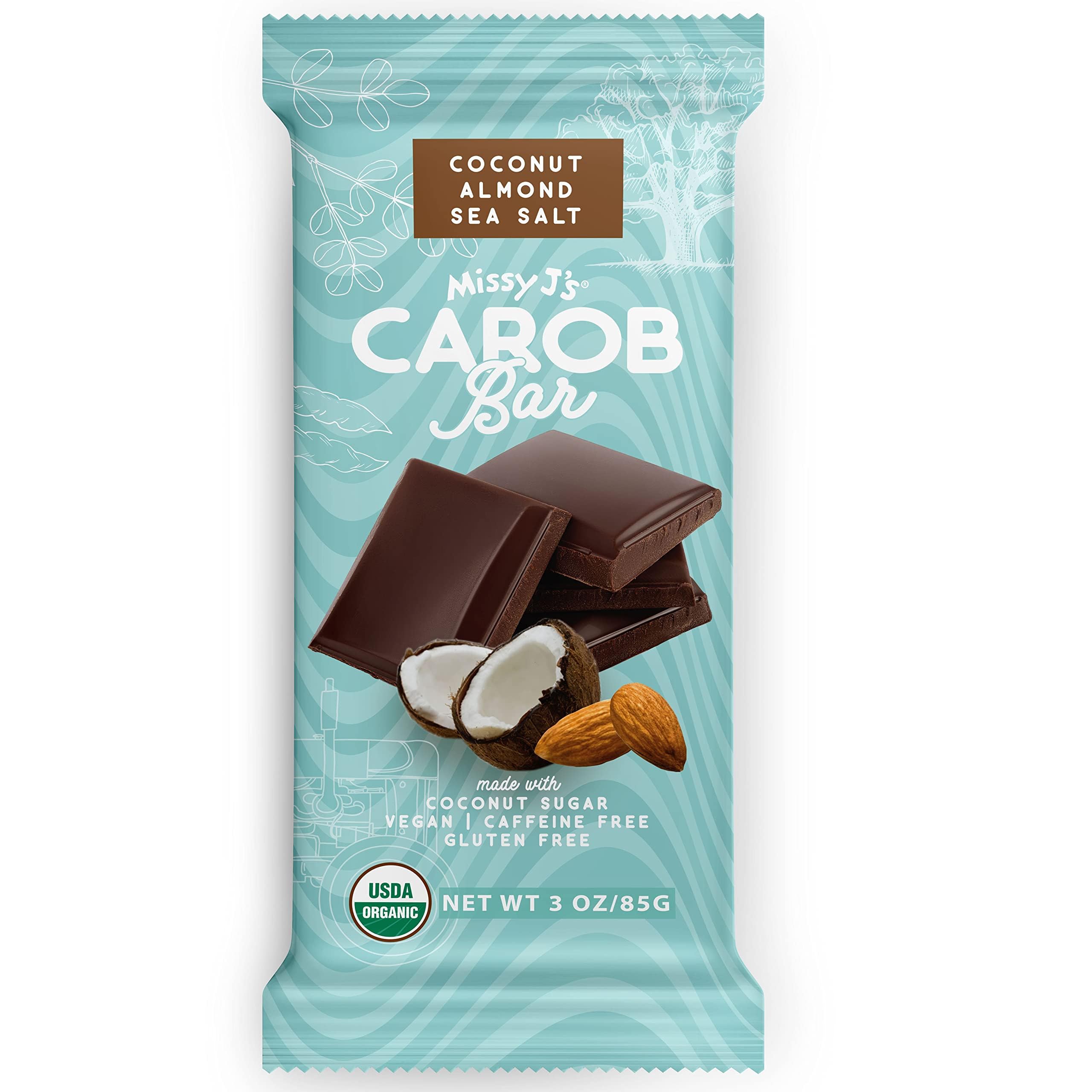 Organic Carob Bars 4-Pack - Vegan, Gluten-Free, Healthy Chocolate Substitute for Snacks & Desserts