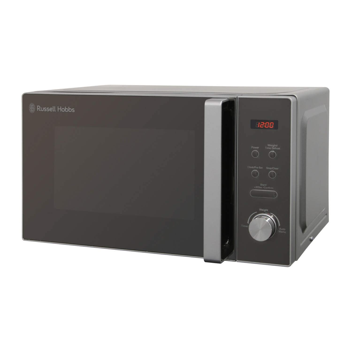 Russell Hobbs RHM2076S 800W Compact Microwave Oven - 20L Capacity, Silver - Perfect for Small Kitchens, Dorms & Offices