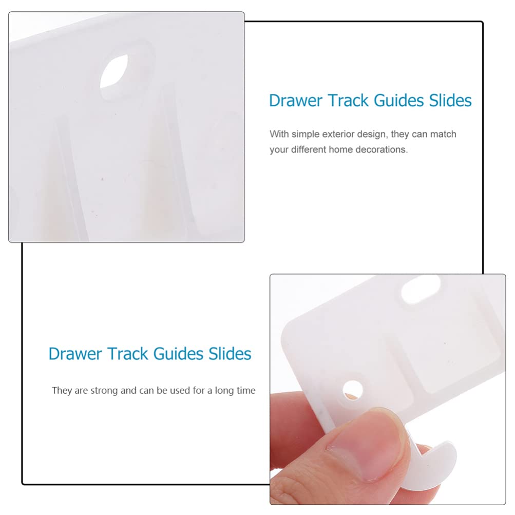 DOITOOL 20-Pack White Plastic Drawer Slides & Guide Brackets - Replacement Furniture Parts for Dressers, Cabinets & Storage Organizers - Smooth Gliding Drawer Guides for Home & Office Use