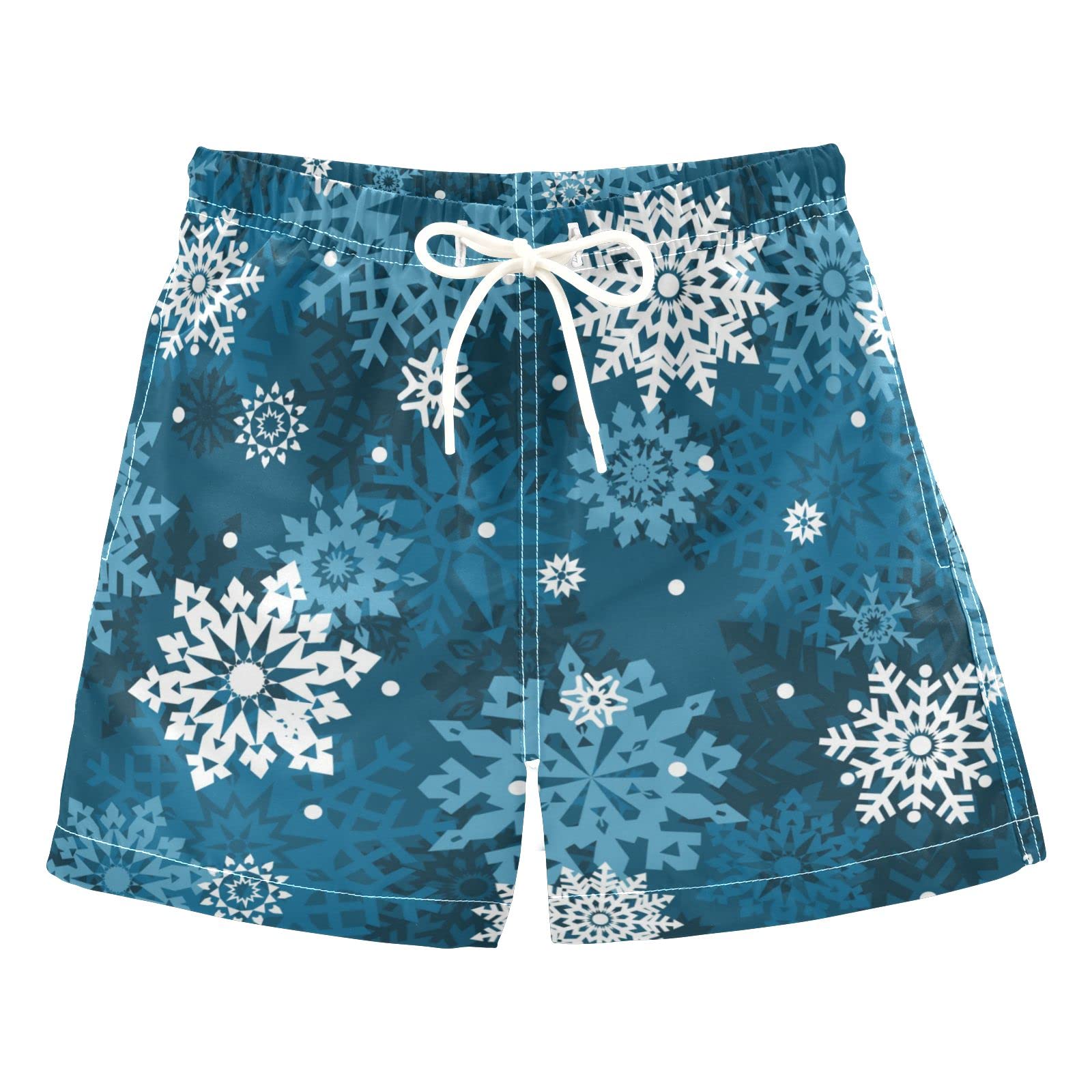 Boys' Blue Snowflake Swim Trunks - Quick Dry Board Shorts for Beach, Surf & Pool | Perfect for Hawaii Vacations, Summer Swimwear & Water Activities