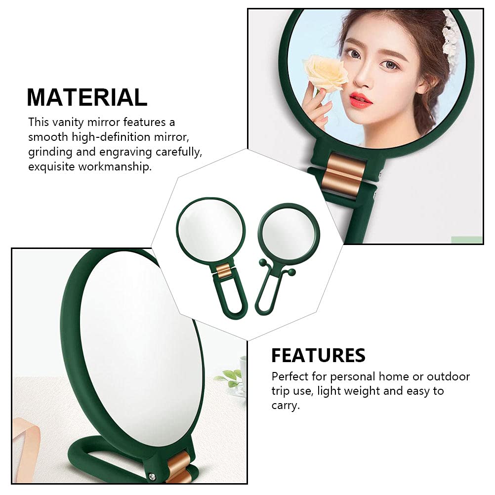 2PCS Folding Desktop Makeup Mirror - Small Double-Sided Portable Cosmetic Mirror with LED Lights for Home & Travel | Perfect for Vanity, Dressing Table, and On-the-Go Touch Ups